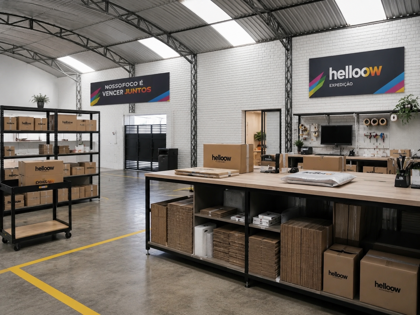 Área de embalagem e expedição da Helloow Indústria Gráfica